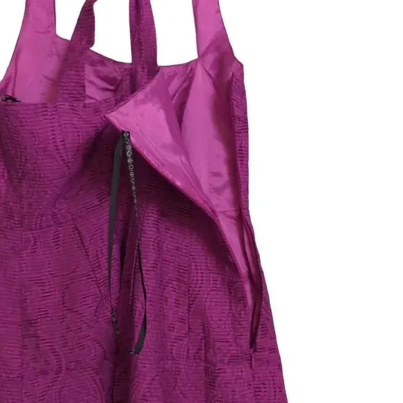 Nanette Lepore Womens Sundress Purple Paisley Lined Midi Pockets Textured 0 - Picture 6 of 11